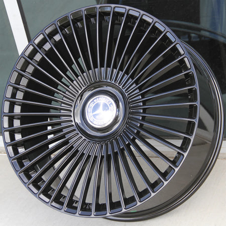 Gloss black 22-inch OE Style Wheels with multiple spokes for Mercedes CLS, S, GLE, GLS SUVs and sedans.