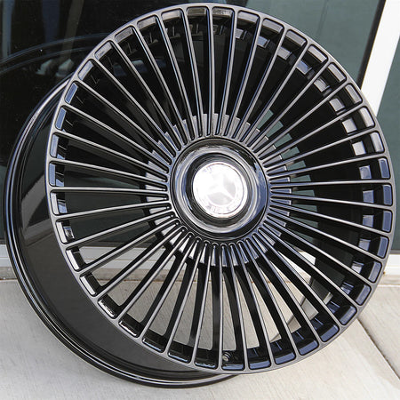 Gloss black 22-inch OE Style Wheels with multiple spokes for Mercedes CLS, S, GLE, GLS SUV and sedan models.