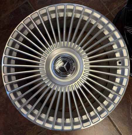 22-inch silver OE Style Wheels with multiple spokes for Mercedes CLS, S, GLE, and GLS vehicles.