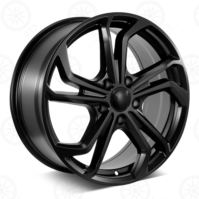 18-inch OE Style Wheels in stain black for Volkswagen Golf R, GTI, Jetta, EOS, and Passat, automotive rims and wheels.