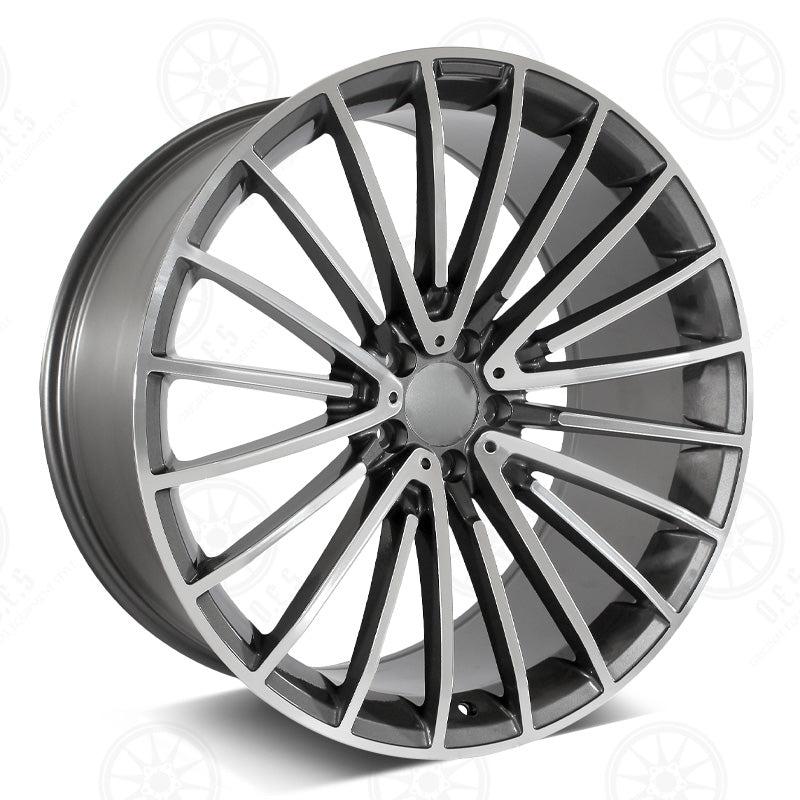 19-inch AMG-style gunmetal machined staggered wheels for Mercedes-Benz E-Class, CLS, S-Class, and CL models by OE Style Wheels.