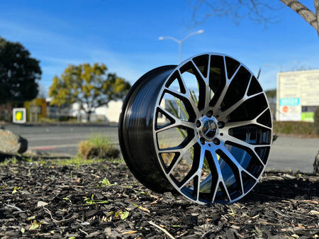 19-inch black machined face wheels by OE Style Wheels for Mercedes-Benz C-Class, E-Class, CLS, SLK, and AMG models.