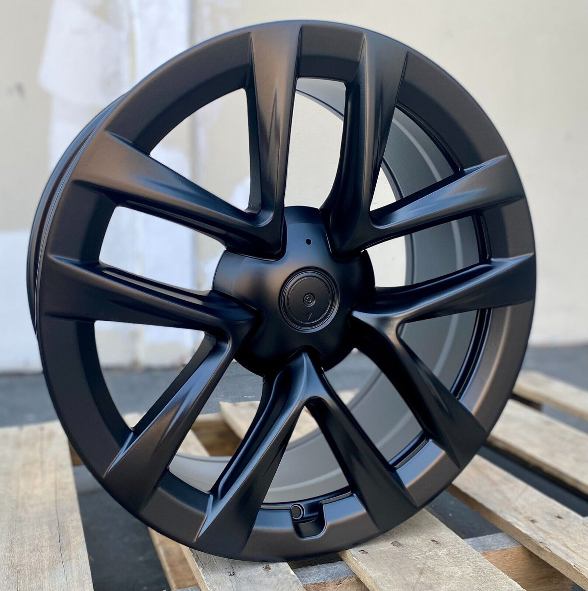 19-inch matte black OE Style Wheels for Tesla Model 3 AWD, RWD, Long Range, and Performance electric vehicles.