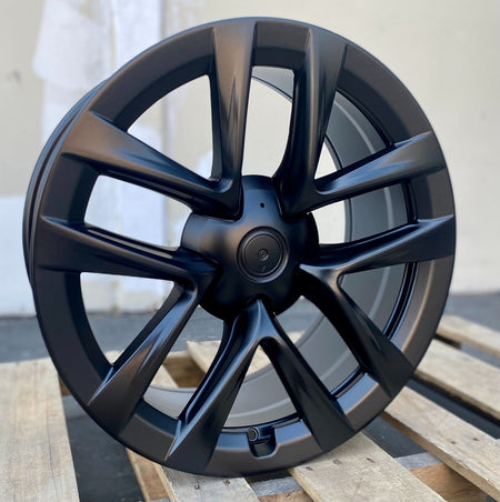 19-inch matte black OE Style Wheels for Tesla Model 3 AWD, RWD, Long Range, and Performance electric vehicles.