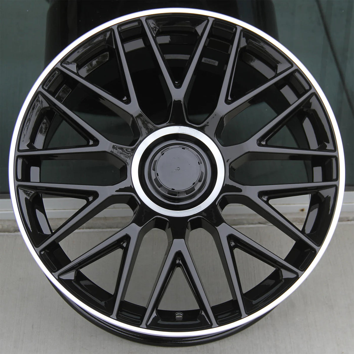 20-inch AMG SL style gloss black wheels by OE Style Wheels for Mercedes C, E, S, CLS, GLC, GLE, and GLS models.