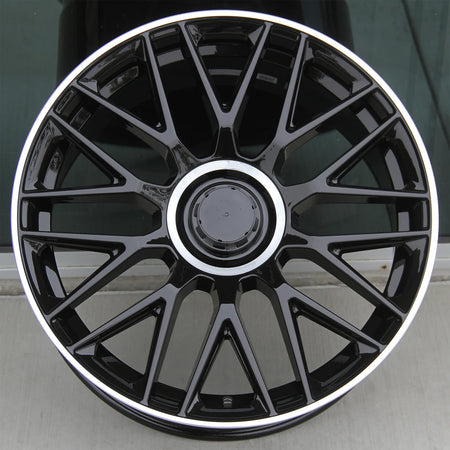 20-inch AMG SL style gloss black wheels by OE Style Wheels for Mercedes C, E, S, CLS, GLC, GLE, and GLS models.