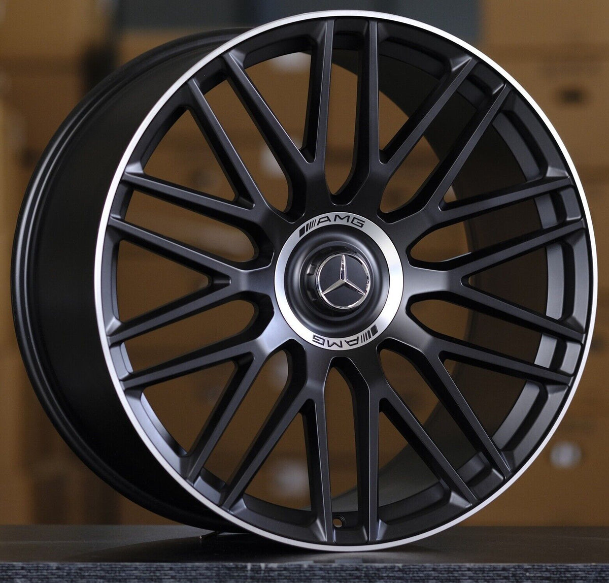 20-inch AMG SL style matte black wheels by OE Style Wheels on Mercedes-Benz C, E, S, CLS, GLC, GLE, GLS models.