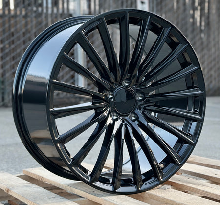 OE Style Wheels 19-inch AMG Gloss Black Mercedes wheels for CLA, C, E, S, CLS, GLC, and GLE models, showcasing sleek alloy rims.