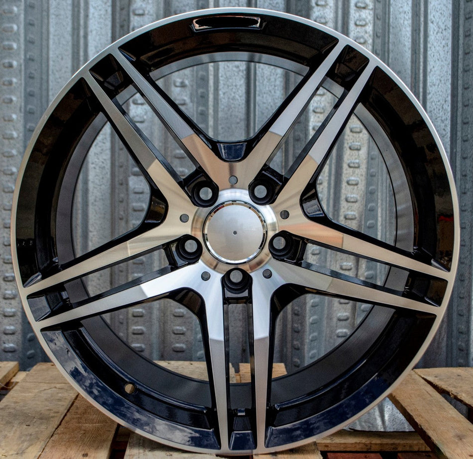 OE Style Wheels 20-inch black machined face automotive rims fitting Mercedes CLA, E, S, C-Class models including AMG versions.