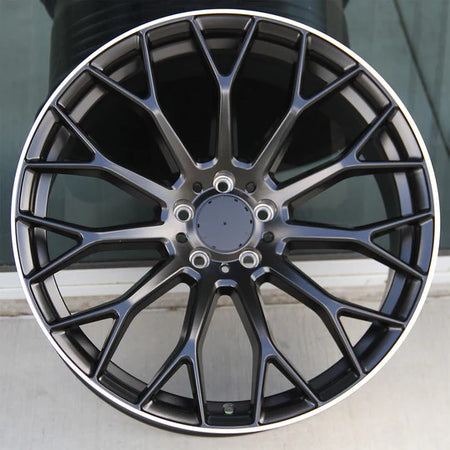 19-inch black machined tip wheels from OE Style Wheels, designed for Mercedes C, E, S, CLS, GLC, GLE, GLS, AMG models.