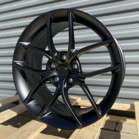20-inch matte black OE Style Wheels for Tesla Model 3 AWD, RWD, Long Range, and Performance models, flow forming automotive rims.