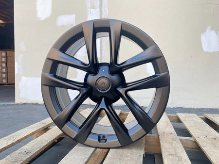 20-inch matte black OE Style Wheels for Tesla Model Y AWD RWD Long Range Performance, showcasing sleek automotive rims.