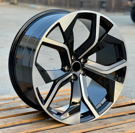 Set of four OE Style 20-inch RS style black machined wheels for Audi A4, S4, A5, S5, A6, S6, A7, S7, A8, S8, Q5, SQ5, Q7, SQ7, Q8