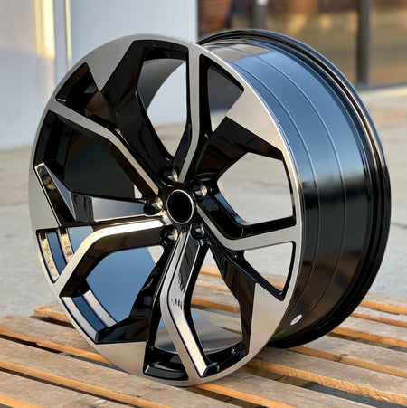 Set of four OE Style Wheels 20-inch RS style black machined rims for Audi A4, S4, A5, S5, Q5, Q7, Q8, and e-tron models.