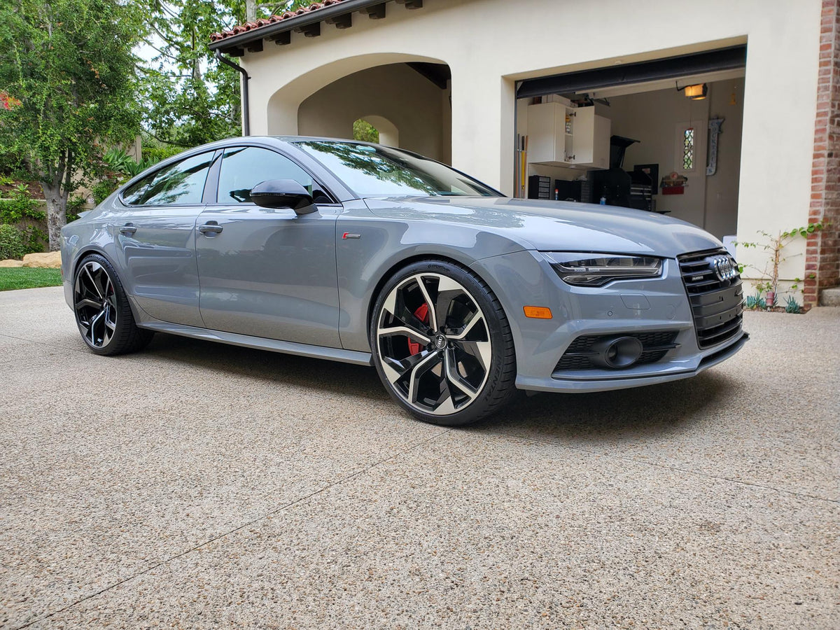 Set of four OE Style Wheels 20-inch RS style black machined rims for Audi A4, S4, A5, S5, Q5, Q7, and more vehicles.