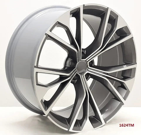 21-inch RS style gunmetal machined wheels by OE Style Wheels for Audi A7, S7, Q5, Q7, Q8, SQ7, RSQ8, and E-tron models.