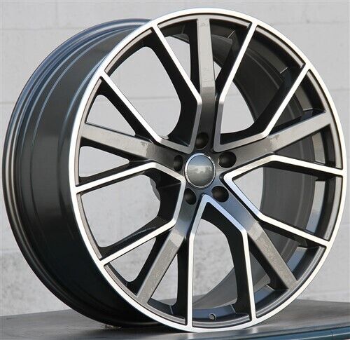 Set of four 22-inch gunmetal machined OE Style Wheels for Audi A5, S5, A6, S6, A7, S7, A8, S8, Q5, SQ5, RS3, RS5, RS7 vehicles.
