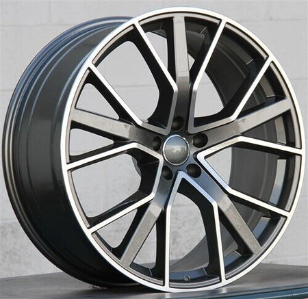 Set of four 22-inch gunmetal machined OE Style Wheels for Audi A5, S5, A6, S6, A7, S7, A8, S8, Q5, SQ5, RS3, RS5, RS7 vehicles.