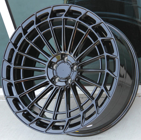 22-inch OE Style Wheels mesh gloss black rims for Mercedes CLS, S, GLE, GLS, and AMG models.
