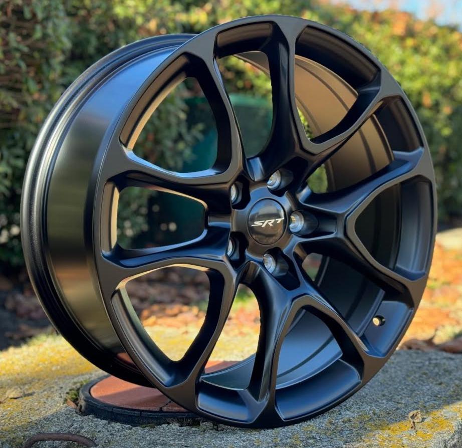 22-inch satin black Hellcat style wheels by OE Style Wheels, fits Dodge Durango and Jeep Grand Cherokee SUVs.