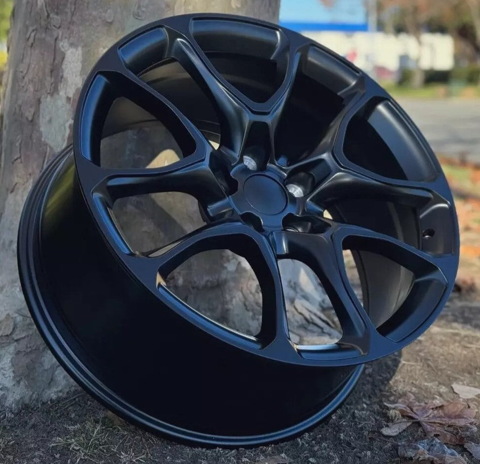 22-inch satin black Hellcat style wheels from OE Style Wheels on Dodge Durango and Jeep Grand Cherokee SUVs.