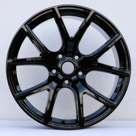 Gloss black 22-inch OE Style Wheels for Dodge Durango, Jeep Grand Cherokee, SRT, Hellcat, and Rallye SUVs with multi-spoke design.