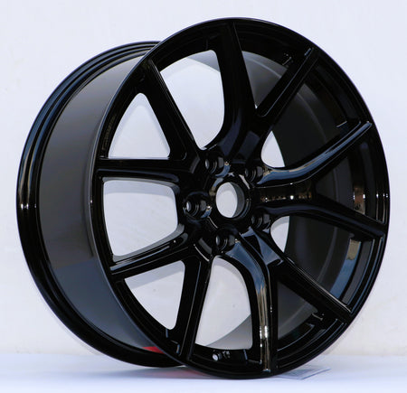 22-inch OE Style Wheels SRT Trackhawk gloss black rims for Dodge Durango, Jeep Grand Cherokee, and SRT models, sporty automotive wheels.