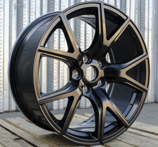 22-inch satin black OE Style Wheels for Dodge Durango, Jeep Grand Cherokee, and SRT models with sporty, sleek design.