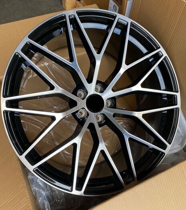 OE Style Wheels 21-inch RS Spyder style black machined wheels on Porsche Macan, showcasing sleek design and finished look