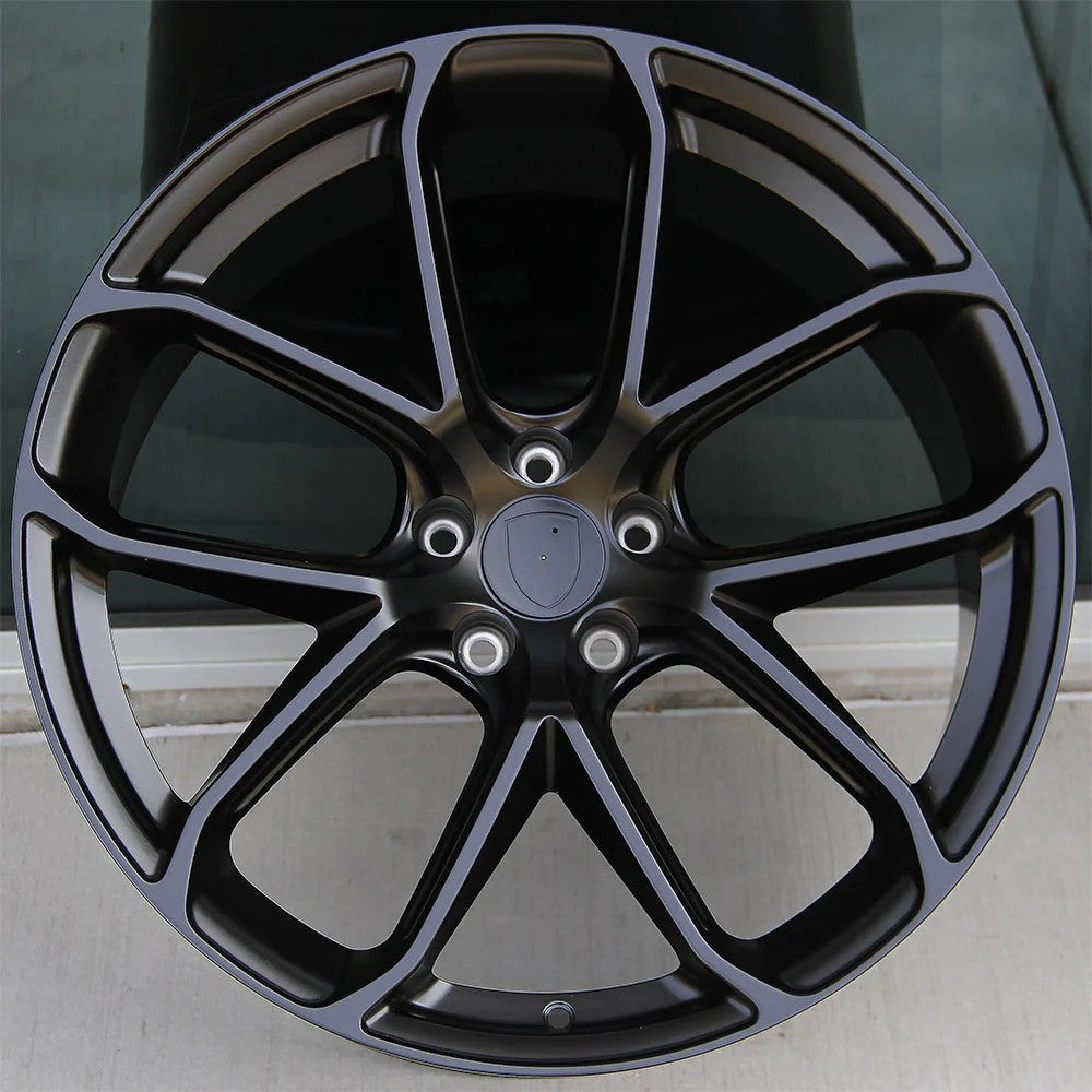 21-inch OE Style Wheels Turbo Style matte black wheels for Porsche Macan, featuring sleek, modern design and fitment details.