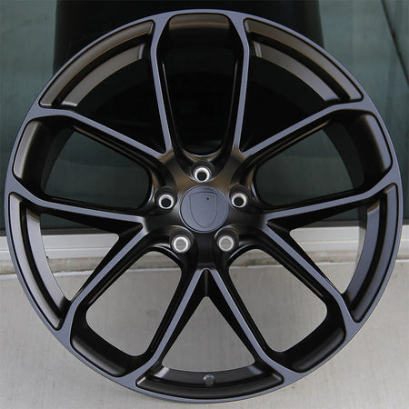 21-inch OE Style Wheels Turbo Style matte black wheels for Porsche Macan, featuring sleek, modern design and fitment details.