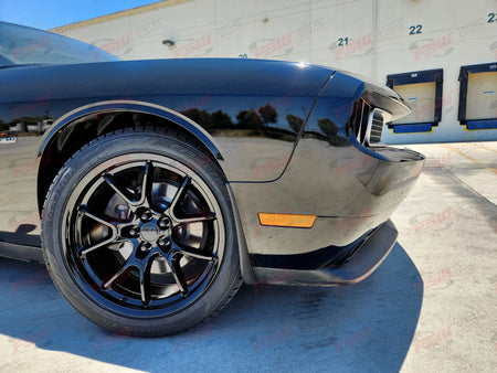 20x11 OE Style Wheels Anniversary SRT gloss black rims for Dodge Challenger Charger Widebody vehicles, featuring a bold, sleek design.