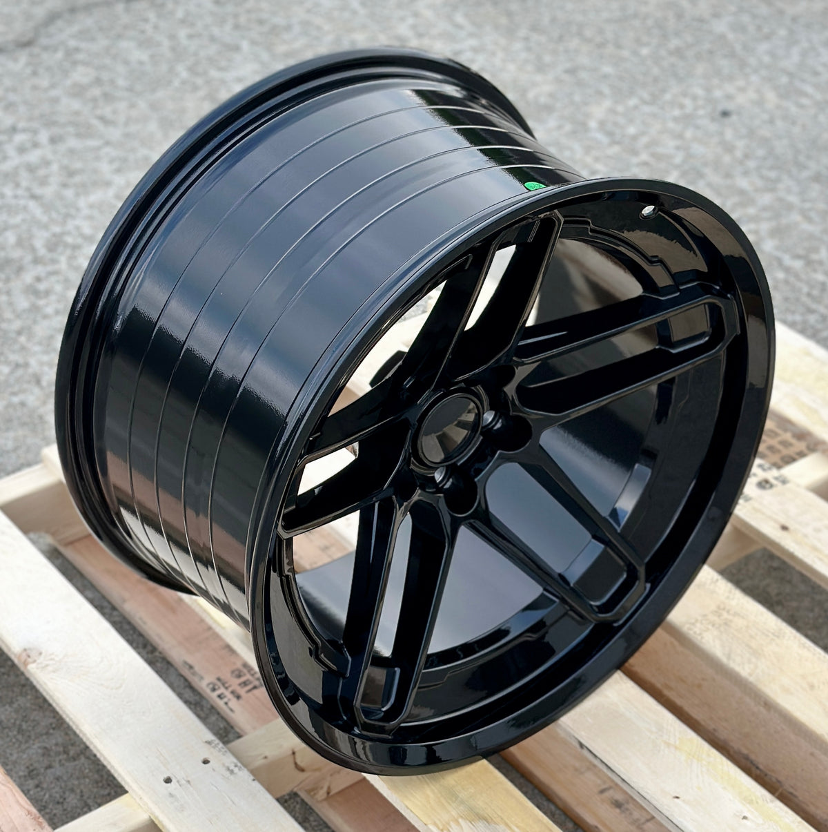 20x11 OE Style Wheels Demon Style gloss black rims for Dodge Challenger and Charger Widebody models, showcasing their bold wheel design.