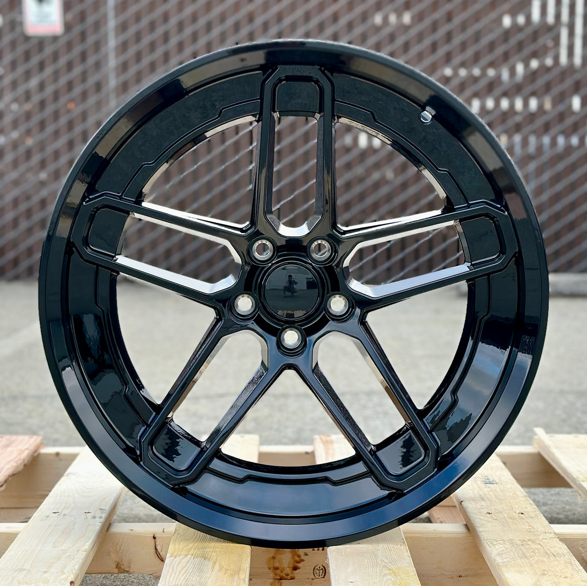 20x11 OE Style Wheels Demon Style gloss black rims for Dodge Challenger and Charger widebody models, showcasing a bold wheel design