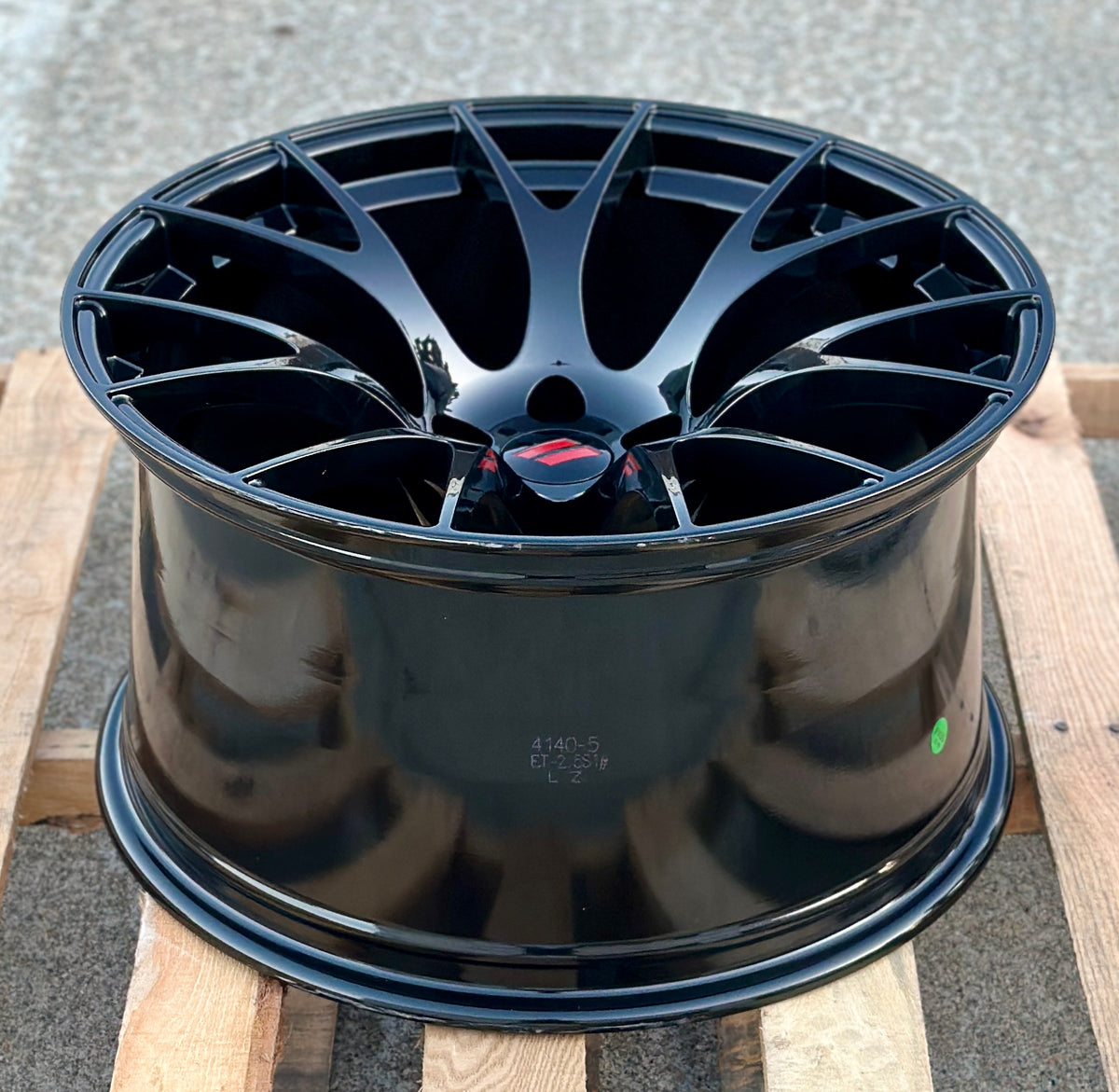 20x11 gloss black mesh style wheels by OE Style Wheels for Dodge Challenger and Charger widebody models.