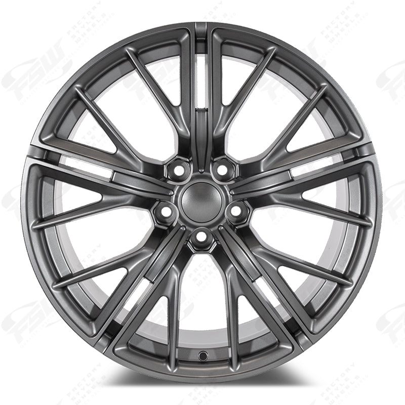 20-inch ZL1 style gunmetal wheels for Chevy Camaro ZL1 SS LT by OE Style Wheels, showcasing sleek, sporty vehicle wheel design.