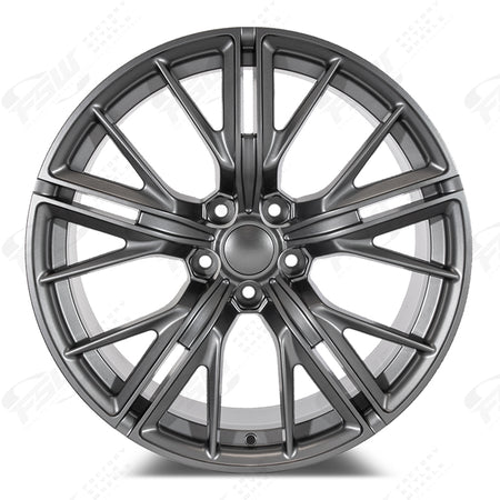 20-inch ZL1 style gunmetal wheels for Chevy Camaro ZL1 SS LT by OE Style Wheels, showcasing sleek, sporty vehicle wheel design.