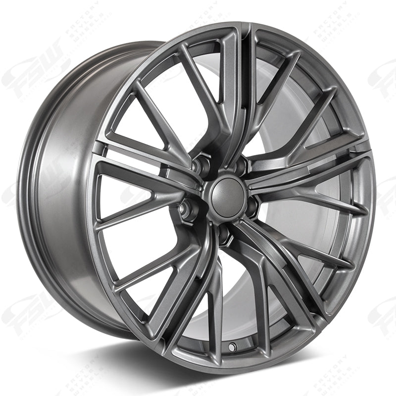 20-inch ZL1 style gunmetal wheels by OE Style Wheels fitted on a Chevy Camaro ZL1 SS LT, showcasing the sleek wheel design.