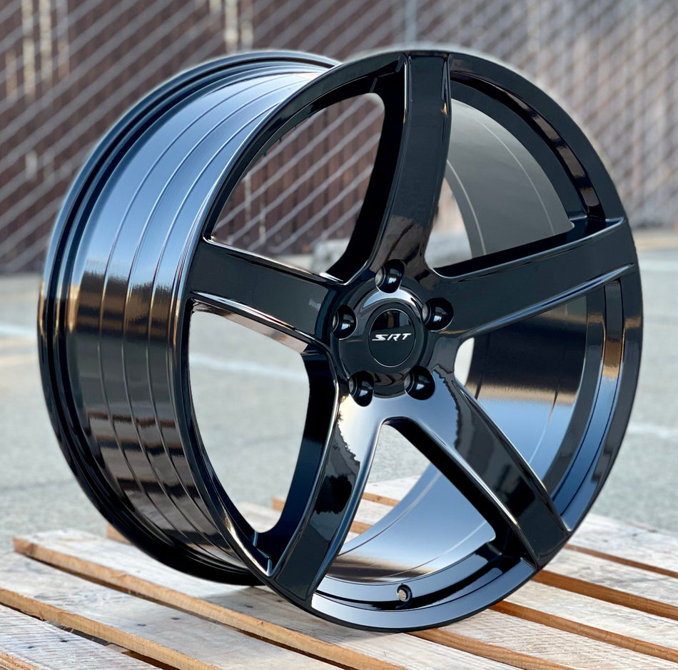 22-inch OE Style Wheels gloss black automotive rims for Dodge Durango and Jeep Grand Cherokee, featuring stylish, durable design.