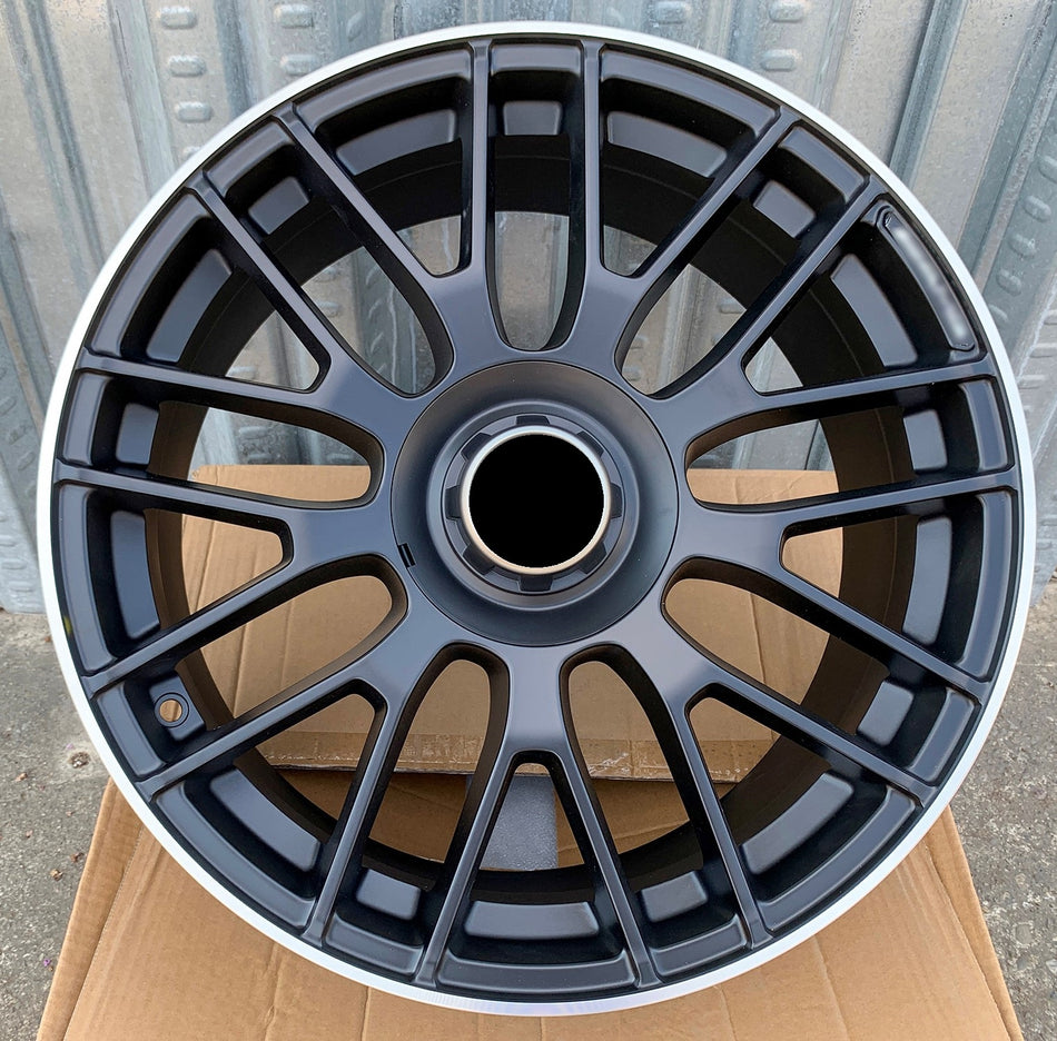 19-inch matte black OE Style Wheels for Mercedes-Benz C-Class, E-Class, CLS, and AMG models, showing the sleek automotive rims.