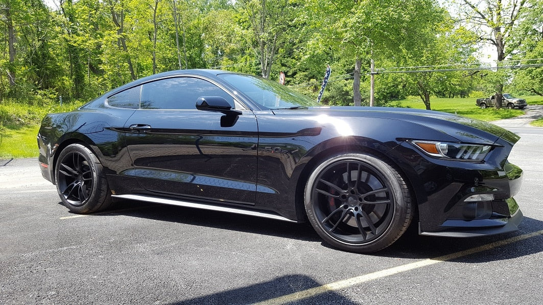 19-inch OE Style Wheels MRR M600 flow forged satin black wheels for Ford Mustang Bullitt, GT, Shelby GT350, and GT500.