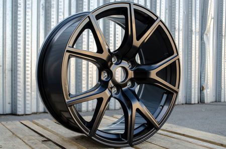20x9 OE Style Wheels matte black rims for Dodge Durango, Jeep Grand Cherokee SRT, SRT Trackhawk, and more, showcasing sleek automotive design.
