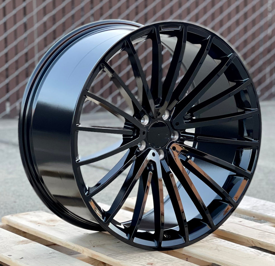 OE Style 20-inch AMG Gloss Black Wheels for Mercedes-Benz C, E, S, GLC, GLE, GLS, and Maybach models.