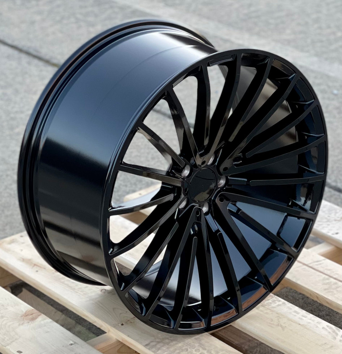 OE Style Wheels 20-inch AMG Gloss Black Wheels for Mercedes-Benz C, E, S, CLS, GLC, GLE, GLS models.