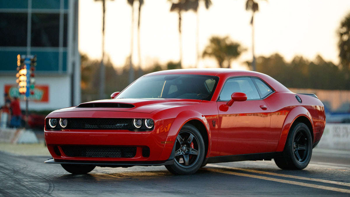 20" Demon Style Concave Wheels by OE Style Wheels on Dodge Challenger and Charger models, featuring a bold, aggressive design.