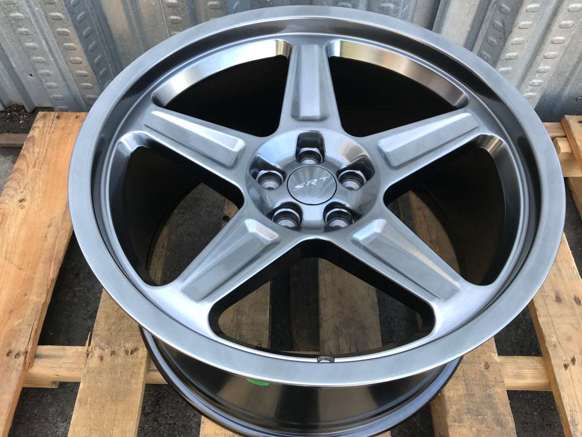 20-inch Demon Style Hyper Black wheels by OE Style Wheels for Dodge Challenger, Charger, Demon GT, RT, SRT, SXT, and Hellcat.