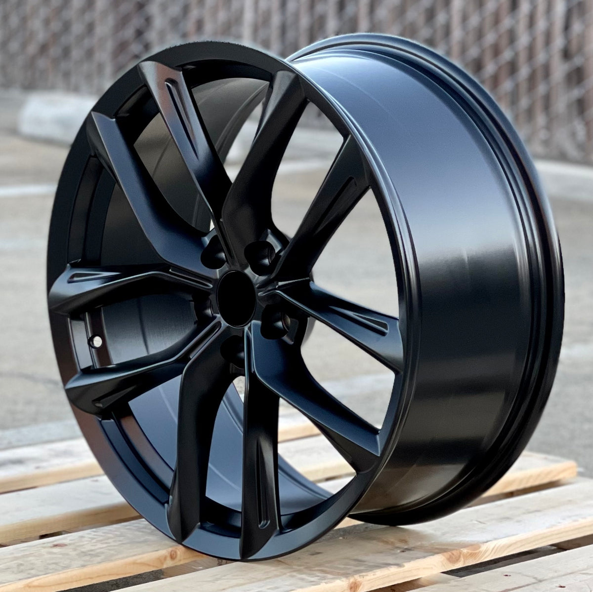 20-inch matte black OE Style Wheels for Tesla Model 3 AWD, RWD, Long Range, and Performance models, showing sleek automotive rims.