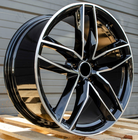 Set of four black machined 20-inch RS6 style alloy wheels by OE Style Wheels for Audi A3, S3, A4, S4, A5, S5, Q5, RS models.