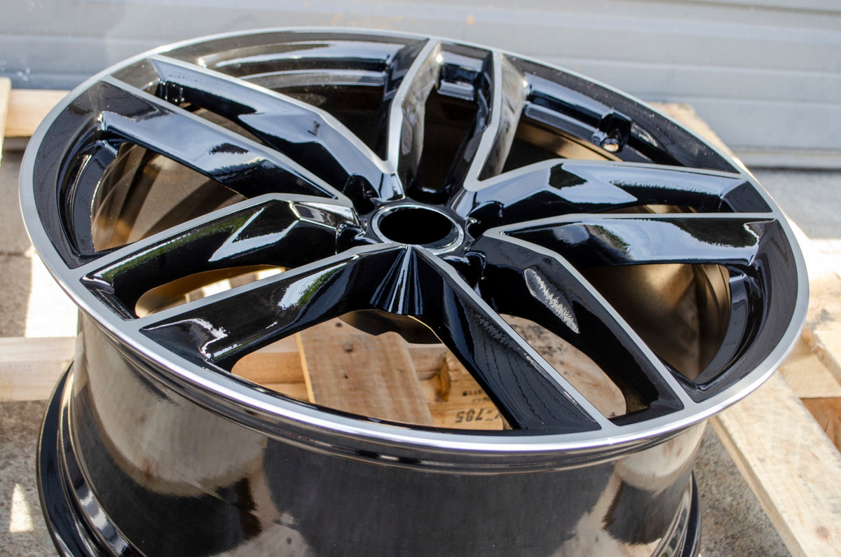 Set of four black machined 20-inch RS6 style wheels for Audi A3, S3, A4, S4, A5, S5, A6, S6, A7, S7, A8, S8, Q5, SQ5, RS3,