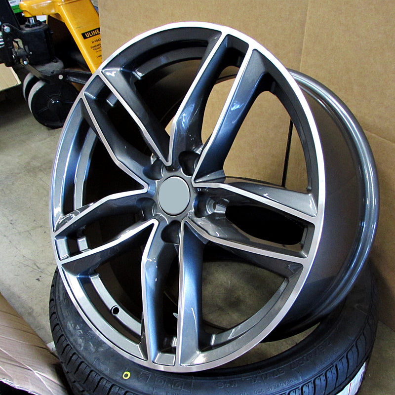 21-inch OE Style RS6 wheels on an Audi A5, showcasing sporty alloy rims with a sleek, multi-spoke design for luxury performance vehicles.